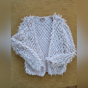 Mudd White Knit Sweater Crochet Loop Cardigan Boho Size XS